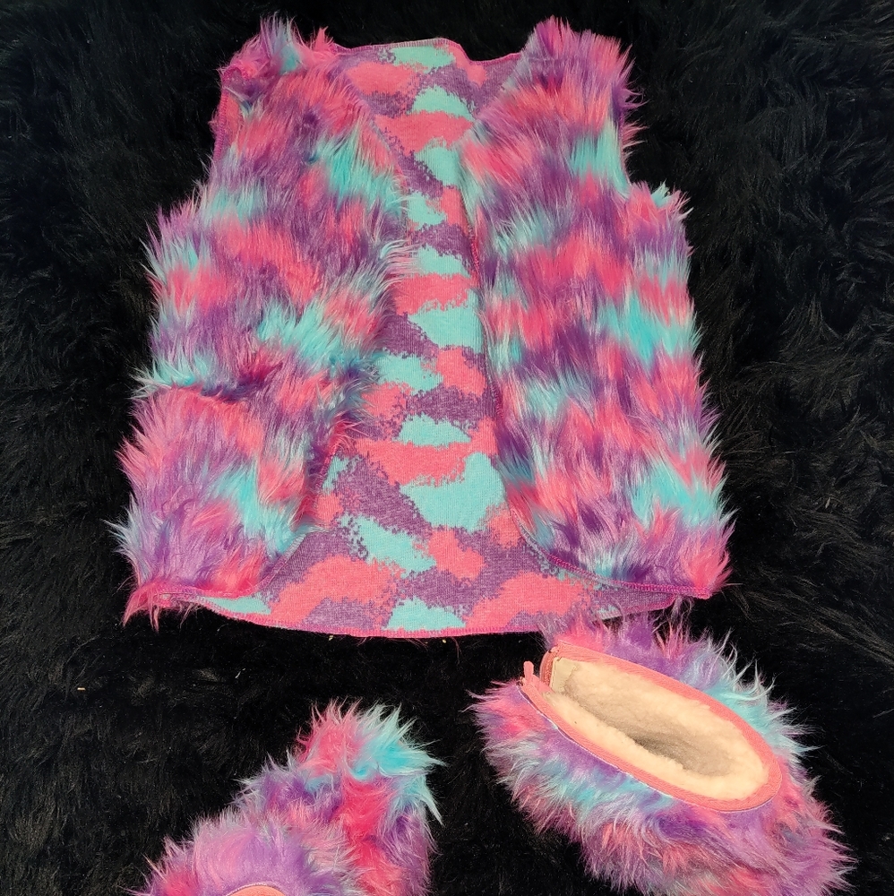 Handmade girls vest and covered UGG boot. Vest fits size 8/9 10/12 & UGG size 2
